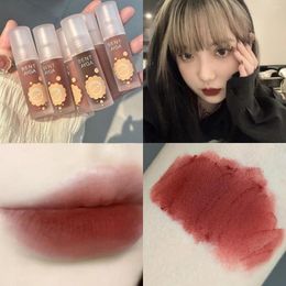 Lip Gloss Peach Pink Lovely Flower Mud Clay Velvet Matte Lipstick Waterproof Long-lasting Dark Red Tint Pigment Makeup