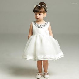 Girl Dresses 0-2years Baby Dress Infant Toddler Wedding Party White Princess Ball Gown Birthday Little Girls Flower