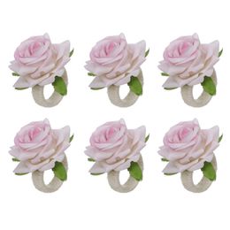 Emulation Rose Flower Napkin Ring Wedding Valentine's Day Napkins Buckle Linen Rope Braid Towel Rings Banquet Table Decor Flower Anillo De Servilleta De Flor Rosa