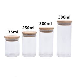 Storage Bottles Jars Glass Jar With Bamboo Lid Sealed Canister Food Storage Bottles Container Kitchen Storage For Loose Tea Coffee Bean Sugar Salt 230217