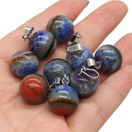 Pendant Necklaces Natural Stone Round Shape Reiki Heal 7 Chakras Energy Crystal For Trendy Jewellery Making DIY Necklace Earrings