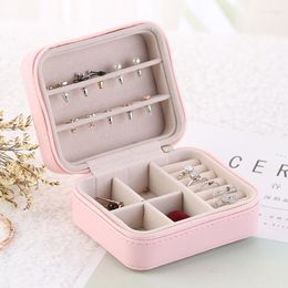 Jewelry Pouches PU Mini Box Travel Portable Ring Necklace Bracelet Earrings Storage Zipper Organizer Girl Gift Holder Boxes Accessories