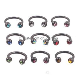 Nose Rings Studs Gold Sier Rainbow Black Horseshoe Ring 8Mm 12G Body Jewellery Piercing Tragus Earring Septum Drop Delivery Dhgarden Dhppt