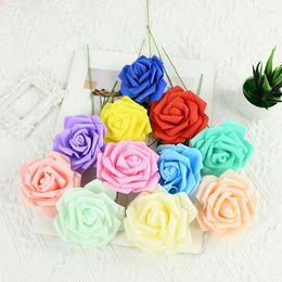 Decorative Flowers 30pcs 8cm Artificial PE Foam Rose Flower Bride Bouquet For Wedding Party Home Garden DIY Scrapbooking Supplies