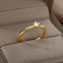 Wedding Rings White Cubic Zircon Engagement Ring Adjustable Open Cuff Rhinestone For Women Girls Vintage Jewellery Bague GiftWedding Brit22