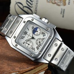 Новые оригинальные бренды Quartz Watches for Men Fashion Classic Square Multifunction Sports Watch Автоматические дата хронограф AAA Clock