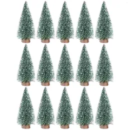 Christmas Decorations Tree Mini Trees Miniature Decor Pine Ornaments Sisal Glitter Artificial Table Figurines Crafts Tabletop Wooden Fake