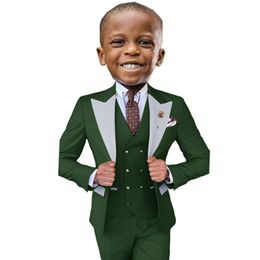 Boy Suits Formal Wedding Tuxedo 3 Piece Jacket Pants Vest Set Kids Clothes Party Dress Child Blazer