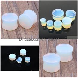 Plugs Tunnels Opalite Glass Ear Flesh Plug Piercing Mix 518Mm 80Pcs/Lot Moonstone Strecher Taper Expander Body Jewelry Drop Dhgarden Dhwdu