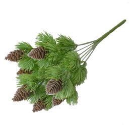 Decorative Flowers Seven Branch Artificial Pines Tree Botanical Wreath Fake Faux Grass Accessories Durable Simulation Pinasters Cones Flower