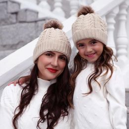 Beanies Beanie/Skull Caps Mahua Parent-child Ladies Hat Mother And Baby A Set Of Knit Hats For Women Ski Maks Bonnets Child