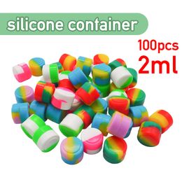 Storage Bottles Jars 100Pcs 2ML Nonstick Silicone Container Non-stick Oil Wax Storage Box Silicone Jar Travel Face Cream Liquid Ointment Container 230217