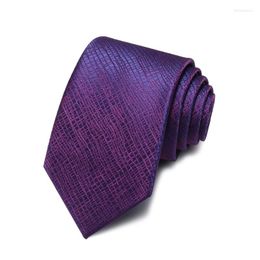 Bow Ties 2023 Brand Fashion High Quality Men 7CM Purple Necktie Casual Wedding Business Formal Suit Neck Tie For With Gift Box