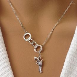 Chains 1pcs Handcuff And Gun Lariat Necklace Fifty Shades Of Grey Pendant Fashion Lovers' Necklaces Link Chain Women