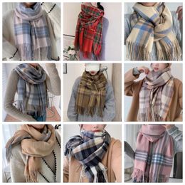 Plaid Scarves Fringed Grid Wraps Girls Tassel Pashmina Blankets Scarf Imitation Cashmere Winter Shawl Thickened Fashion Lattice Muffler Cheque Collar BC315