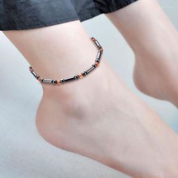 Anklets Classical Magnetic Black Stone Anklet Beads Foot Chain Healthy Weight Loss High Polish Hematite Energy Jewelry Seau22