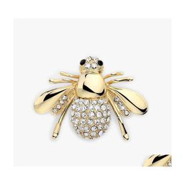 Pins Brooches Bee Brooch Crystal Insects Theme Animal Fashion Gold Color European And American Personality Jewelry Cute Rhinestone Dhymm