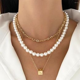 Chains Fashion Imitation Pearl Women Men Necklace Handmade Classic Dice Pendant Layers Jewelry Gift