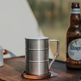 Mugs 350ML Retro Beer Mug 304 Stainless Steel Coffee Tea Cups Creative Outdoor Camping Picnic Utensils