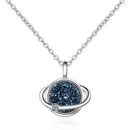 Pendant Necklaces Blue Star Crystal Pendants Necklace For Women 2023 Trendy Korean Fashion Neck Jewellery Sweater Chain Gift Girl H