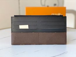 High version quality designer purses slim clutch card holder women men wallets Date code Serial number Canvas letter credit brown 276W