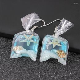 Stud Earrings Trendy Resin Flower Starfish Bag For Women Anti Allergy Graceful Joker Funny Goldfish Earring Water Pouch Jewellery