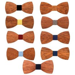 Handmade Men's Bow Ties DIY Carving Wooden Bows Knot Lesson Adjusting Fashion Wedding Gift Supplies 9 Colors