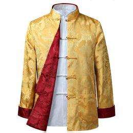 Ethnic Clothing Tang Suit Chinese Shirt Style Jacket Collar Traditional For Men Silk Kungfu Cheongsam Top Hanfu Male Both SidesEthnic