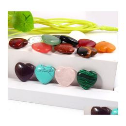 Stone Natural 20Mm Heart Turquoise Rose Quartz Love Naked Stones Hearts Decorate Ornaments Hand Handle Pieces Diy Necklace Yydhhome Dhnbt