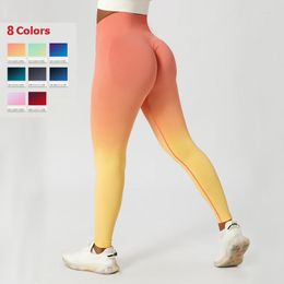 Active Pants Seamless Knitted High Waist Fitness Leggings Women Faded Tie-Dye Workout Yoga Sexy BuLift Outdoor Running Tights