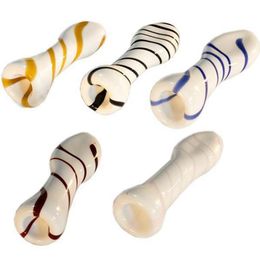 Smoking Colourful Pyrex Thick Glass Striped Dry Herb Tobacco Philtre Catcher Taster Bat One Hitter Pipes Portable Handpipes Mouthpiece Cigarette Holder DHL