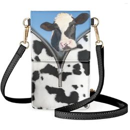 Evening Bags FORUDESIGNS Zipper Cow Design Flip Phone Bag Ladies Cute Pig Pattern Crossbody PU Leather Purses Luxurious Tote
