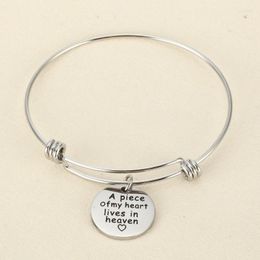 Bangle PolishedPlus Customized Bracelet A Piece Of My Heart Lives In Letter Stainless Steel Personalized For Women Girl Gift