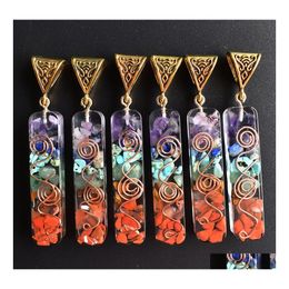 Charms Retro Colorf Chakra Natural Stone Amethyst Lapis Lazi 7 Colours Stones Pillar Pendants Wholesale Diy Necklace Carshop2006 Drop Dhshx