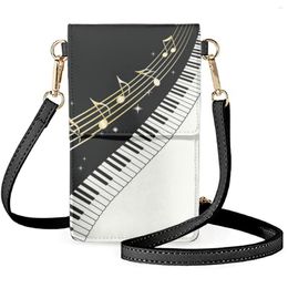 Evening Bags FORUDESIGNS Piano Key Musical Notes Messenger Bag Elegant Beautiful Mobile Phone Ladies Decorative Shoulder Pouch PU