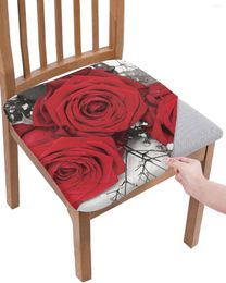 Chair Covers Red Rose Flower Vintage Elasticity Cover Office Computer Seat Protector Case Home Kitchen Dining Room Slipcovers