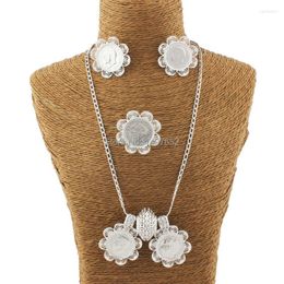 Necklace Earrings Set Silver Ethiopian Coin Jewellery Pendant Ring Plated Habesha Wedding Africa Bride Gift