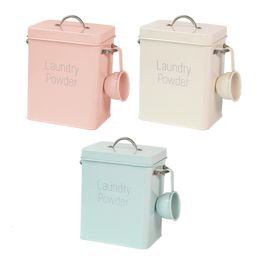 Storage Bottles Jars Laundry Washing Powder Storage Tin Box Light Large Grain Rice Organizer Container Sealed Box with Spoon Airtight Lid 230217