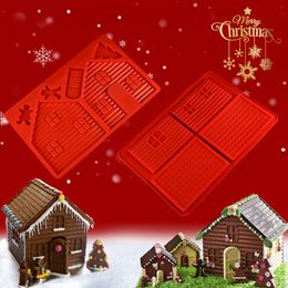 Baking Moulds SILIKOLOVE 2 Pcs/Set Christmas 3D Gingerbread House Silicone Mould DIY Baking Chocolate Cake Mould Biscuits Cookie Bakeware Tools 230217