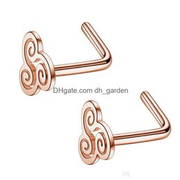 Nose Rings Studs 20G Surgical Steel Mix Color Stud L Shaped Piercing Jewelry Body Sprial Wholesales Drop Delivery Dhgarden Dha8B