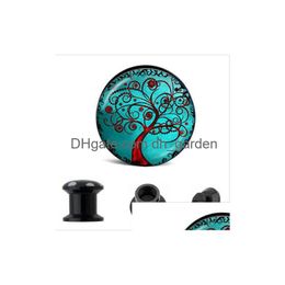 Plugs Tunnels Blue Tree Of Life Ear Plug Tunnel Uv Acrylic Gauge 64Pcs Mix 8 Size Body Expander Piercing Jewellery Drop Deliv Dhgarden Dhxia