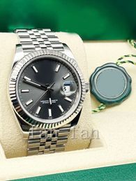 Relógio de movimento automático 2023 QC Datejust 41 126334 Mostrador de ródio Caixa de aço inoxidável Folheto