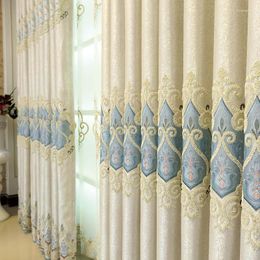 Curtain Elegant Jacquard Embroidery Curtains For Living Dining Room Bedroom European-style Luxury Heavy Fabric Window