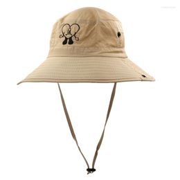 Berets Embroidered Waterproof Bucket Hats Summer Sunscreen Breathable Foldable Sun Hat Men's And Women's Sports