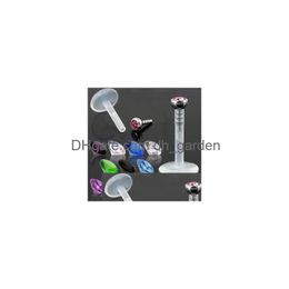 Labret Lip Piercing Jewellery Body Mix 10 Colours Labret Rhinestone Rings Womens Stud Bars 100Pcs/Lot Drop Delivery Dhgarden Dhdle