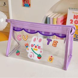 Cosmetic Bags Cartoon Cute Bag Female Waterproof Storage Bathroom Zipper Organizer PVC Clear Wash Transparent Pencil Case