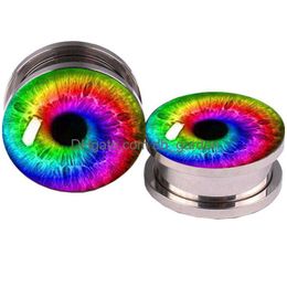 Plugs Tunnels Color Eyes Logo Ear Plug Tunnel 516Mm Piercing Expander Fake Earrings Gauges Body Drop Delivery Jewelry Dhgarden Dhcnq