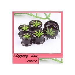 Plugs Tunnels New Arrival Leave Logo Flesh Tunnel Body Jewellery Fl16 Ear Plug Wholesales 64Pcs/Lot Piercing Drop Delivery Dhgarden Dh6Tg