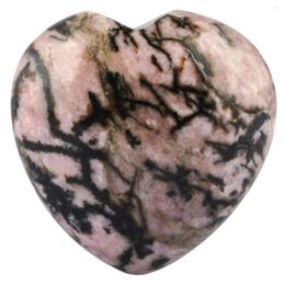 Jewelry Pouches TUMBEELLUWA 1Lot (10Pc) Rhodonite Mini Puff Heart Crystal Palm Stone Worry Healing Reiki Balancing 0.5 Inches