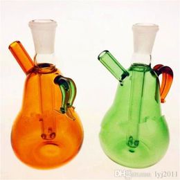 Colour mini - pear glass pot Wholesale Glass bongs Oil Burner Glass Water Pipes Oil Rigs Smoking Rigs